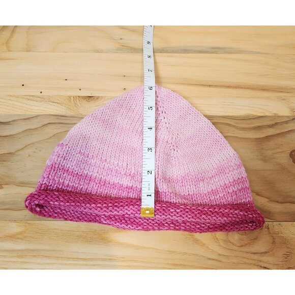 HANDMADE Roll Knit Pink Gradient Beanie Toboggan Hat Cap Unisex Women's Kid's - Picture 8 of 10